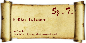Szőke Talabor névjegykártya